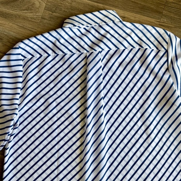 Banana Republic Dillon Blue & White Diagonal Stripe Pattern Long Sleeve Size S - Picture 9 of 11